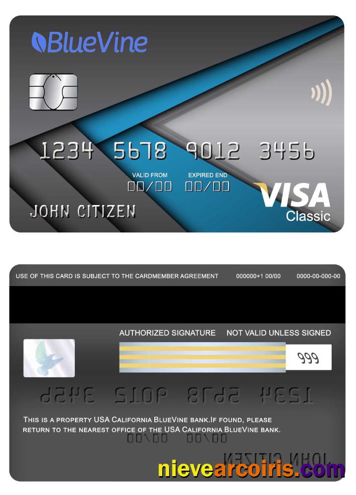 USA California BlueVine bank visa classic card